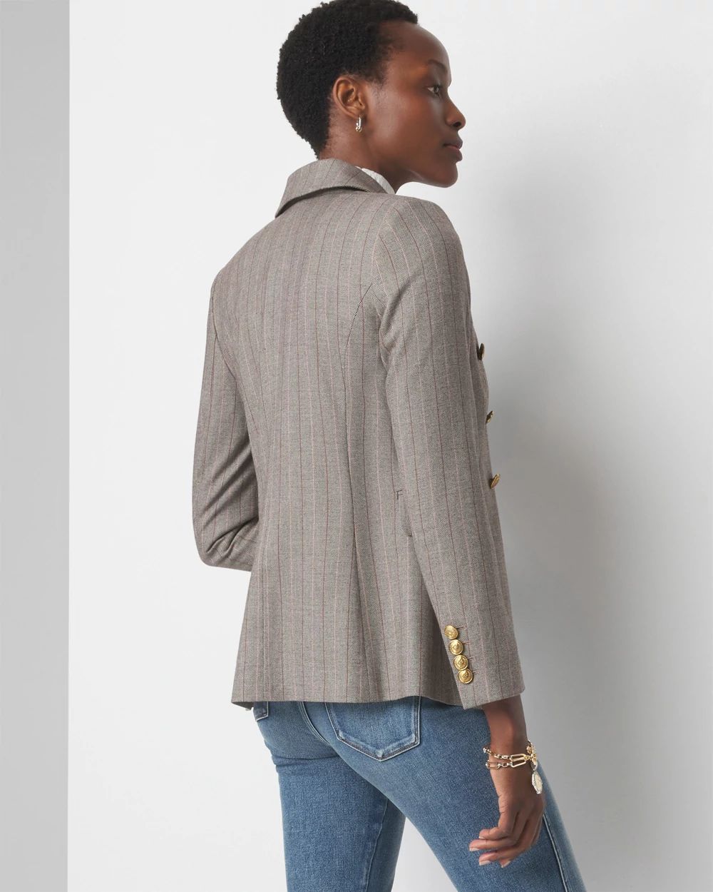 Women s Petite Herringbone Studio Blazer in Brown Size 2 White House Black Market